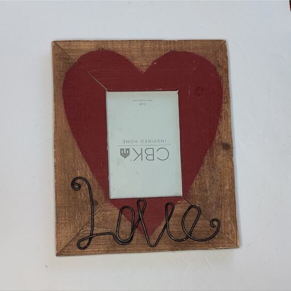 Valentine's Day Rustic Wooden Heart Picture‎ Frame Stand Wired Love Writing - Picture 7 of 11